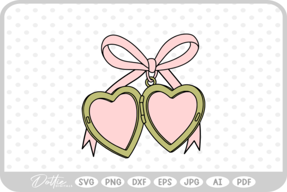 Download Open Heart Locket with Bow SVG PNG DXF - Svg png dxf Collection