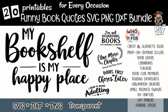 Download Funny Book Quotes SVG PNG DXF Bundle - Svg png dxf Collection