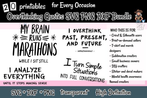 Download Overthinking Quotes SVG PNG DXF Bundle - Svg png dxf Collection