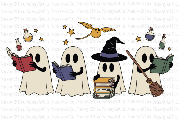 Download Halloween Library Ghost Book Reading PNG - Book reading png Collection